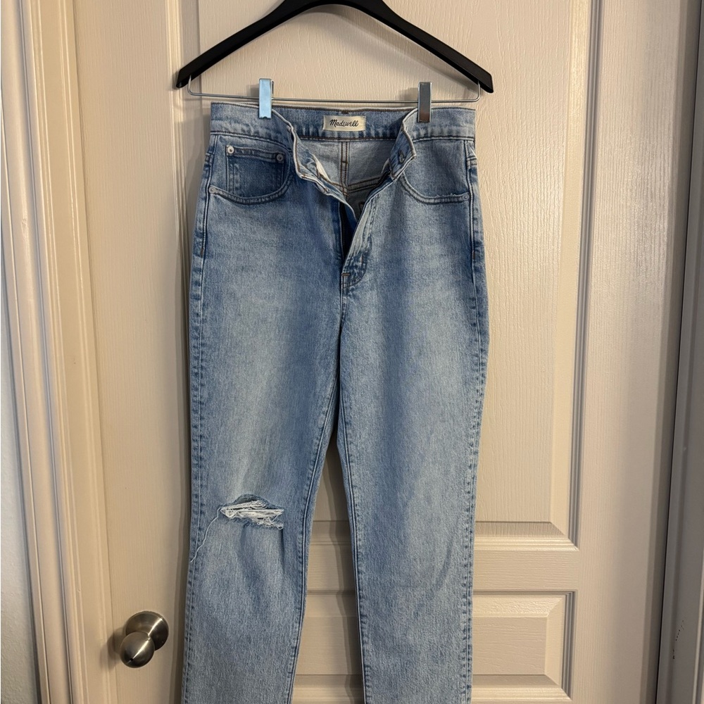 Madewell Light Blue Straight-Leg High-Rise Jeans